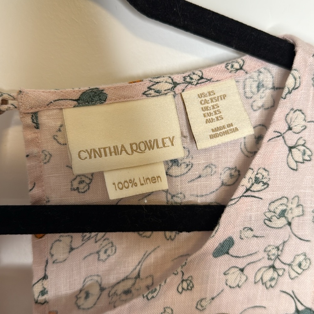 Cynthia Rowley 100% linen‎ Floral Mini Dress - XS - Picture 5 of 7